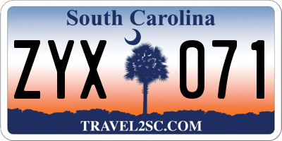 SC license plate ZYX071