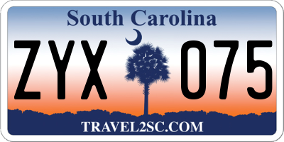 SC license plate ZYX075