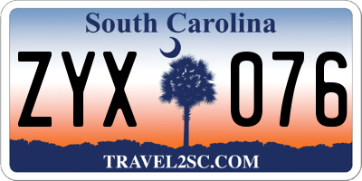 SC license plate ZYX076