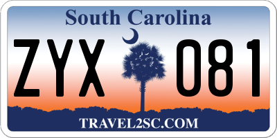 SC license plate ZYX081