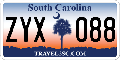 SC license plate ZYX088