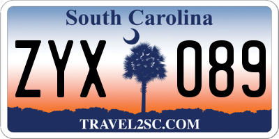 SC license plate ZYX089