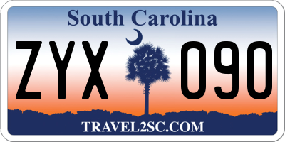 SC license plate ZYX090