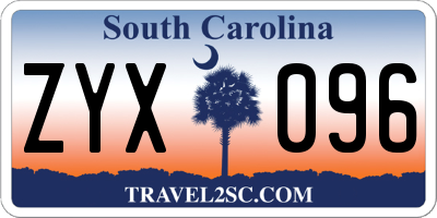 SC license plate ZYX096