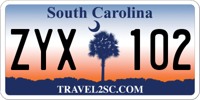 SC license plate ZYX102