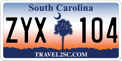 SC license plate ZYX104