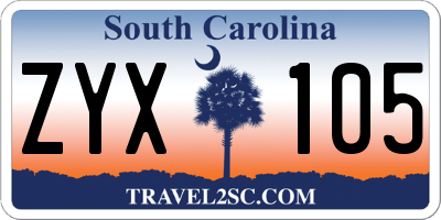 SC license plate ZYX105