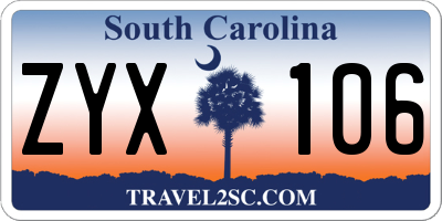 SC license plate ZYX106