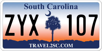 SC license plate ZYX107