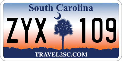 SC license plate ZYX109