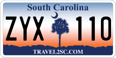 SC license plate ZYX110