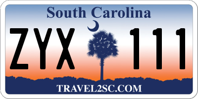 SC license plate ZYX111