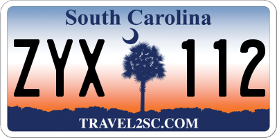 SC license plate ZYX112