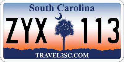 SC license plate ZYX113