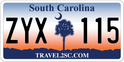 SC license plate ZYX115