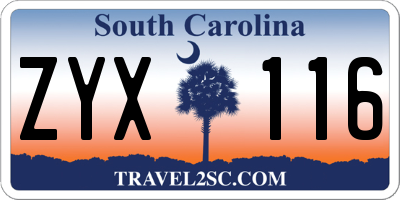 SC license plate ZYX116