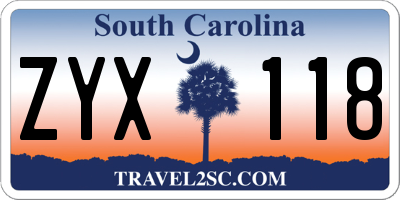 SC license plate ZYX118