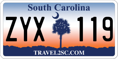 SC license plate ZYX119