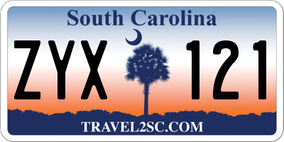 SC license plate ZYX121