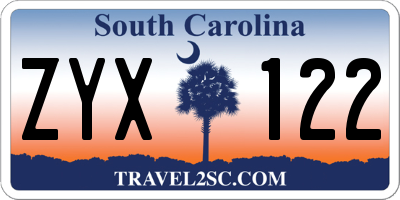 SC license plate ZYX122