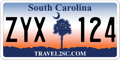 SC license plate ZYX124