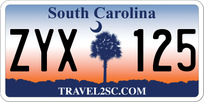 SC license plate ZYX125