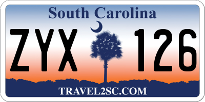 SC license plate ZYX126