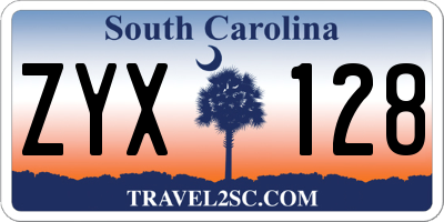 SC license plate ZYX128