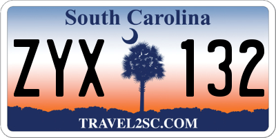 SC license plate ZYX132