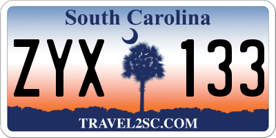 SC license plate ZYX133