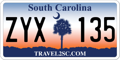 SC license plate ZYX135