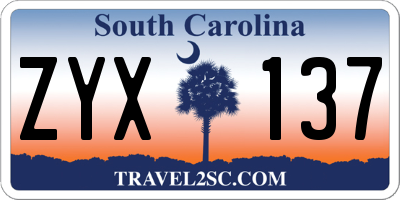 SC license plate ZYX137