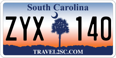 SC license plate ZYX140