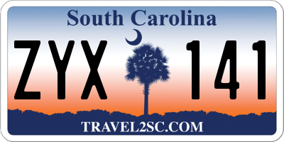 SC license plate ZYX141