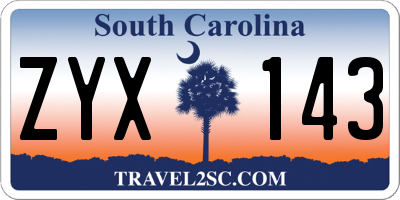 SC license plate ZYX143