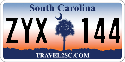 SC license plate ZYX144