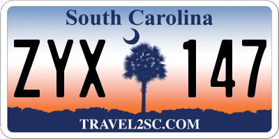SC license plate ZYX147