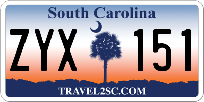 SC license plate ZYX151