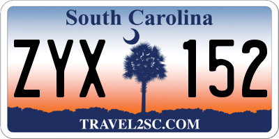 SC license plate ZYX152
