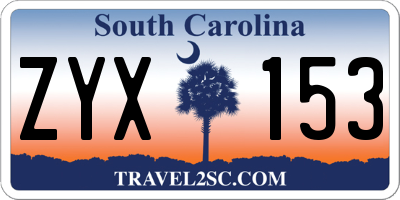 SC license plate ZYX153