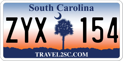 SC license plate ZYX154