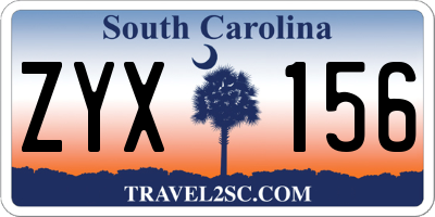 SC license plate ZYX156