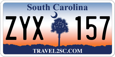 SC license plate ZYX157