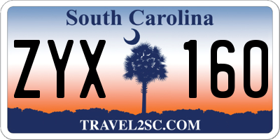 SC license plate ZYX160