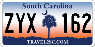 SC license plate ZYX162