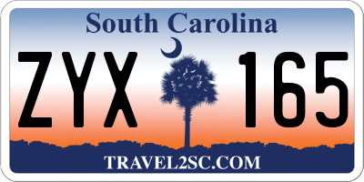 SC license plate ZYX165