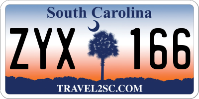 SC license plate ZYX166