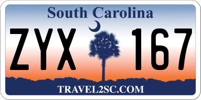 SC license plate ZYX167