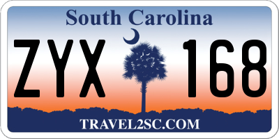 SC license plate ZYX168