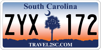 SC license plate ZYX172